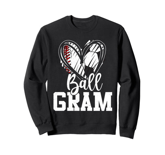 Ball Grandma Heart Baseball Sweatshirt - Streetwear Style for Adults - T-Shirt, Sweatshirt, Hoodie