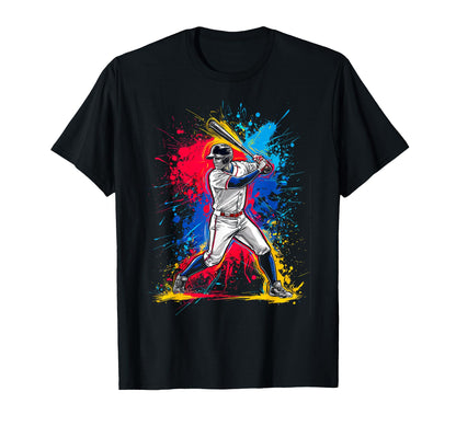 Paint Splash Baseball Player Coach Dad Fan T-Shirt - Trendy Graphic Unisex - T-Shirt, Sweatshirt, Hoodie