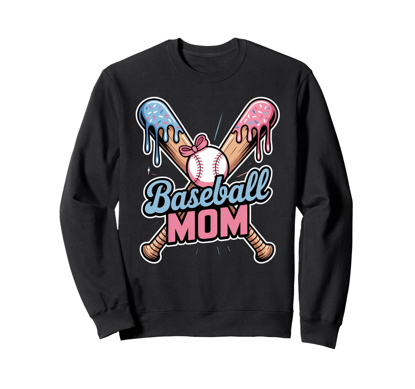 Baseball Mom Ice Cream Drip Game Sweatshirt - Trendy Graphic for Adults - T-Shirt, Sweatshirt, Hoodie