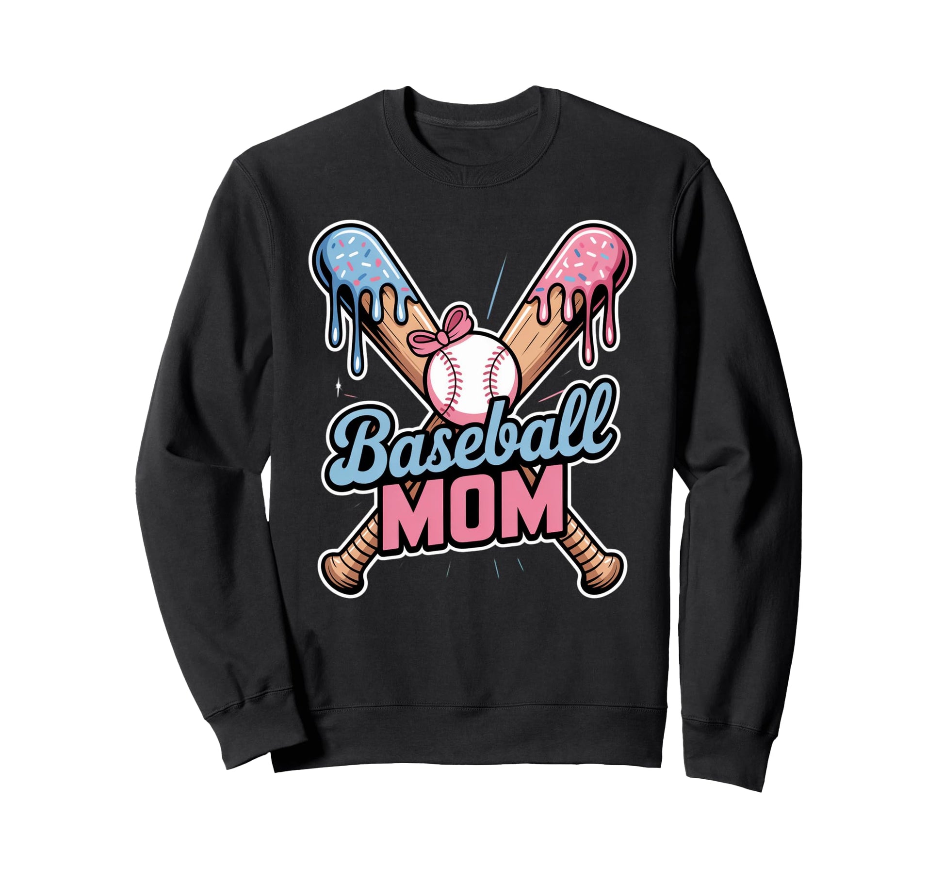 Baseball Mom Ice Cream Drip Game Sweatshirt - Trendy Graphic for Adults - T-Shirt, Sweatshirt, Hoodie