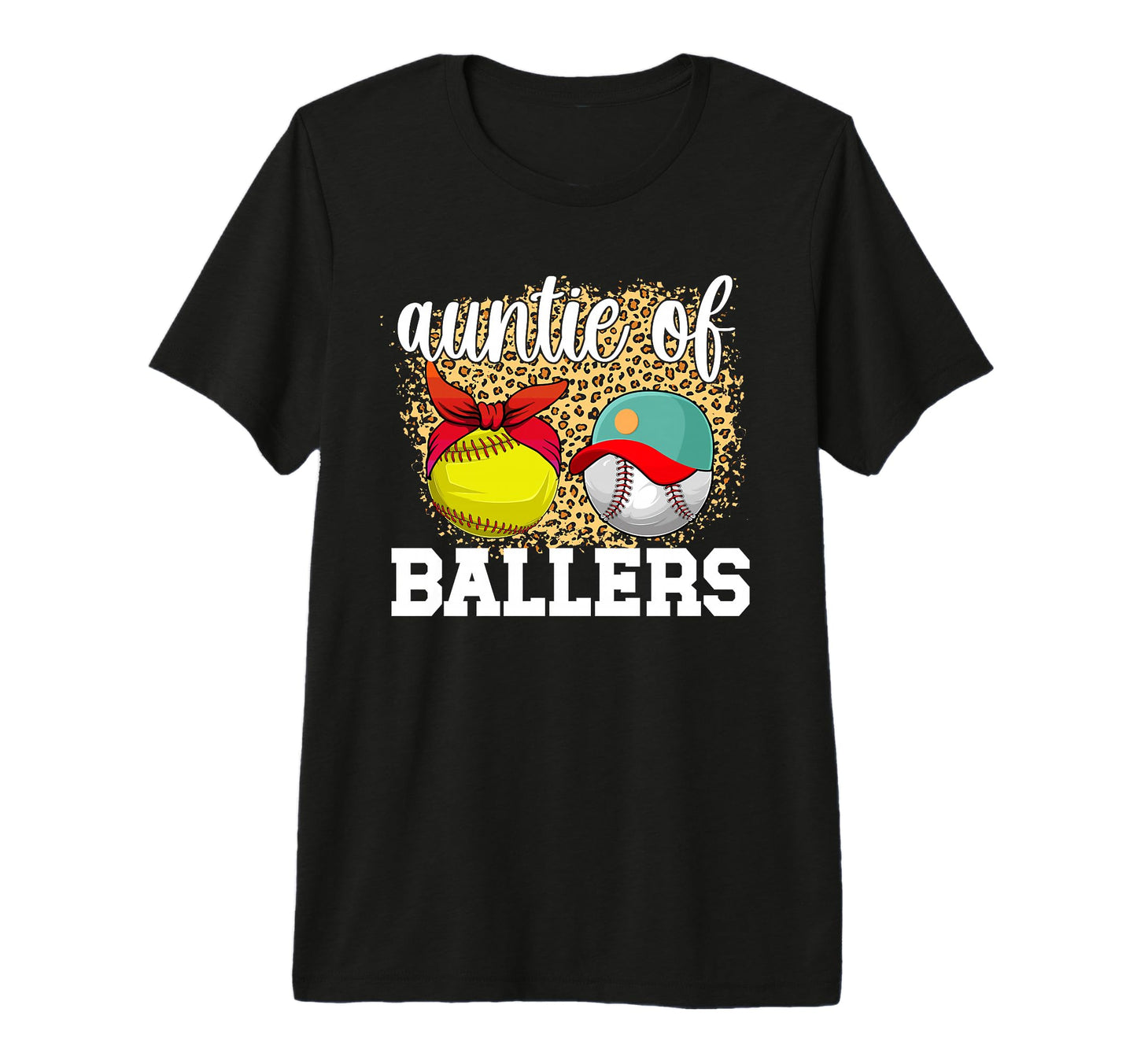 Auntie Ballers Leopard Softball Baseball T-Shirt - Graphic Print Men Women - T-Shirt, Sweatshirt, Hoodie