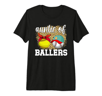 Auntie Ballers Leopard Softball Baseball T-Shirt - Graphic Print Men Women - T-Shirt, Sweatshirt, Hoodie