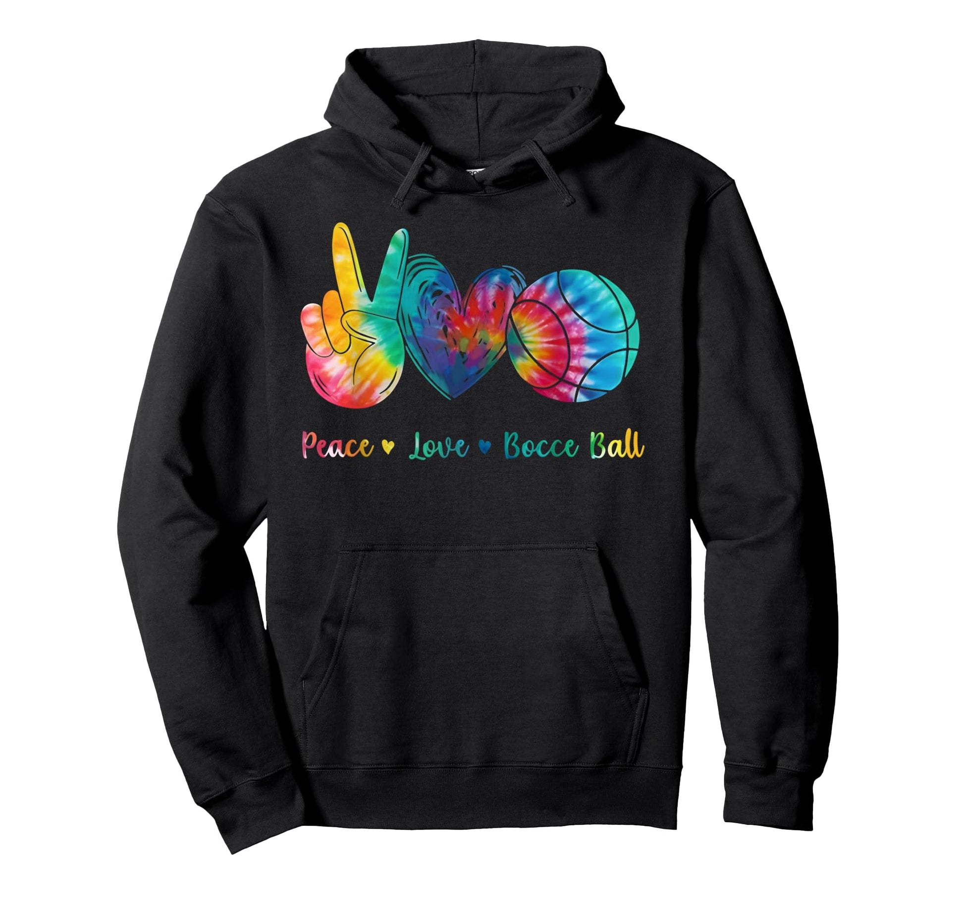 Peace Love Bocce Ball Tie Dye Hoodie - Trendy Graphic Unisex - T-Shirt, Sweatshirt, Hoodie