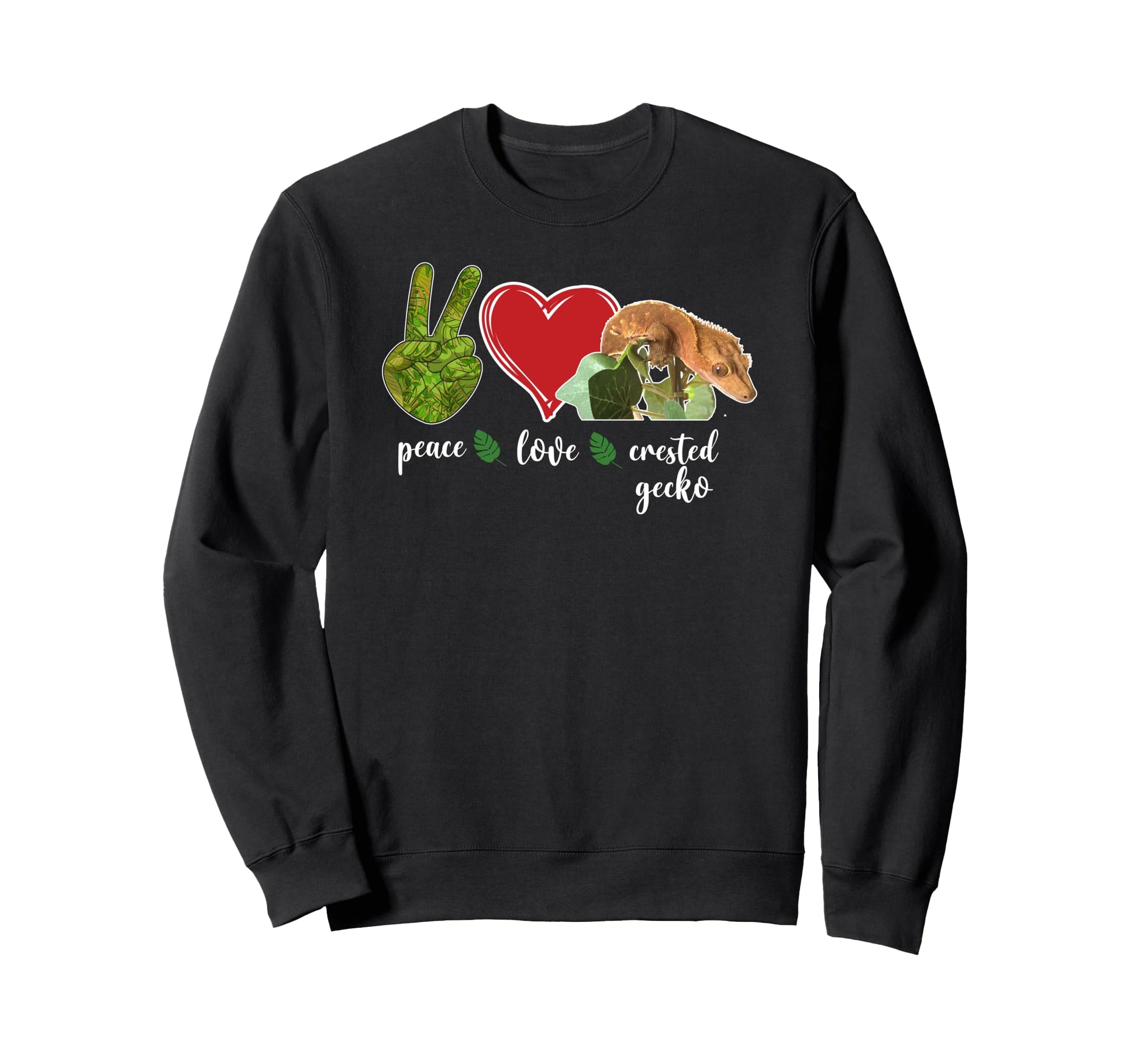 Peace Love Crested Gecko Heart Sweatshirt - Fun Novelty Design for Adults - T-Shirt, Sweatshirt, Hoodie