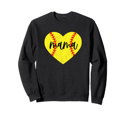 Heart Mom Softball Mama Baller Mom Sweatshirt - Custom Art Print Unisex - T-Shirt, Sweatshirt, Hoodie