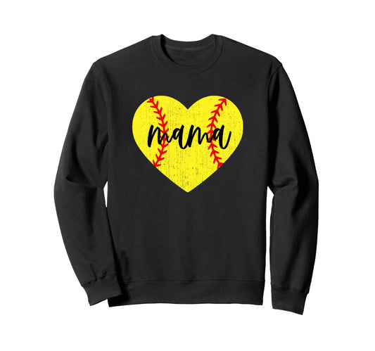 Heart Mom Softball Mama Baller Mom Sweatshirt - Custom Art Print Unisex - T-Shirt, Sweatshirt, Hoodie