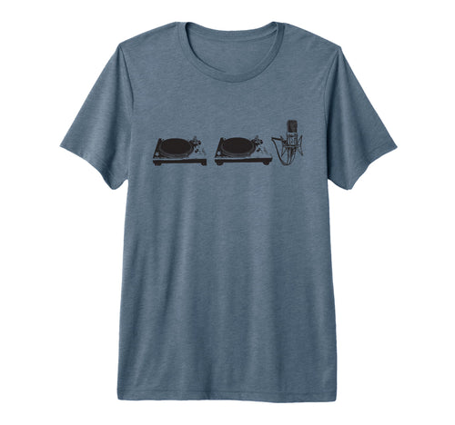 Two Turn Tables And Microphone Old School T-Shirt - Trendy Graphic Unisex - T-Shirt, Sweatshirt, Hoodie