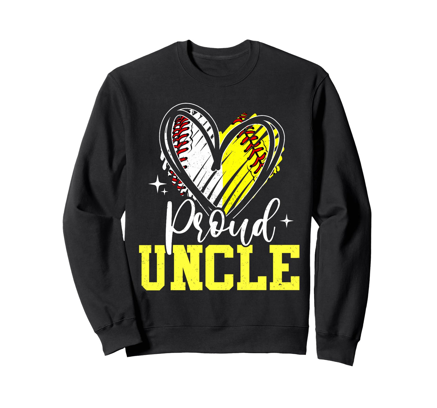 Proud Uncle Baseball Softball Heart Sweatshirt - Minimalist Print Unisex - T-Shirt, Sweatshirt, Hoodie