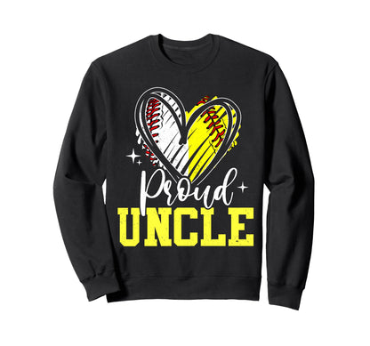 Proud Uncle Baseball Softball Heart Sweatshirt - Minimalist Print Unisex - T-Shirt, Sweatshirt, Hoodie
