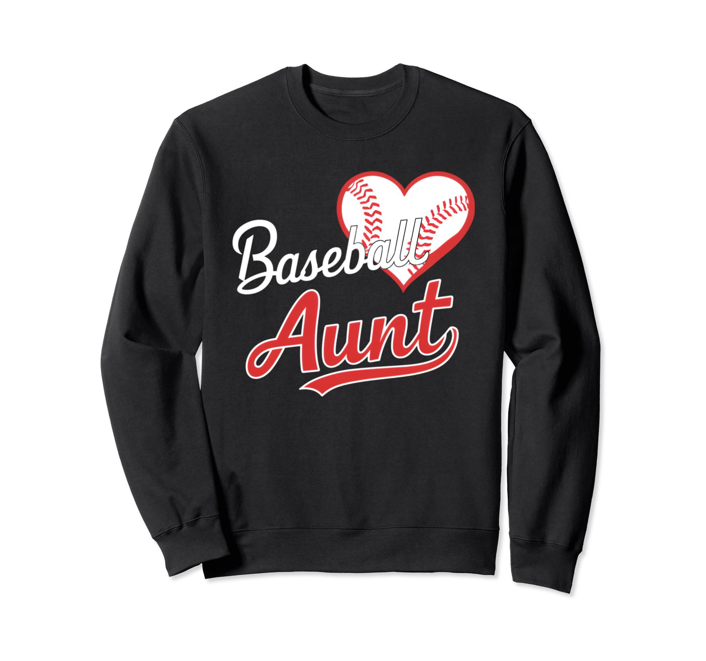 Baseball Aunt Heart Auntie Sweatshirt - Casual Everyday Wear Men Women - T-Shirt, Sweatshirt, Hoodie