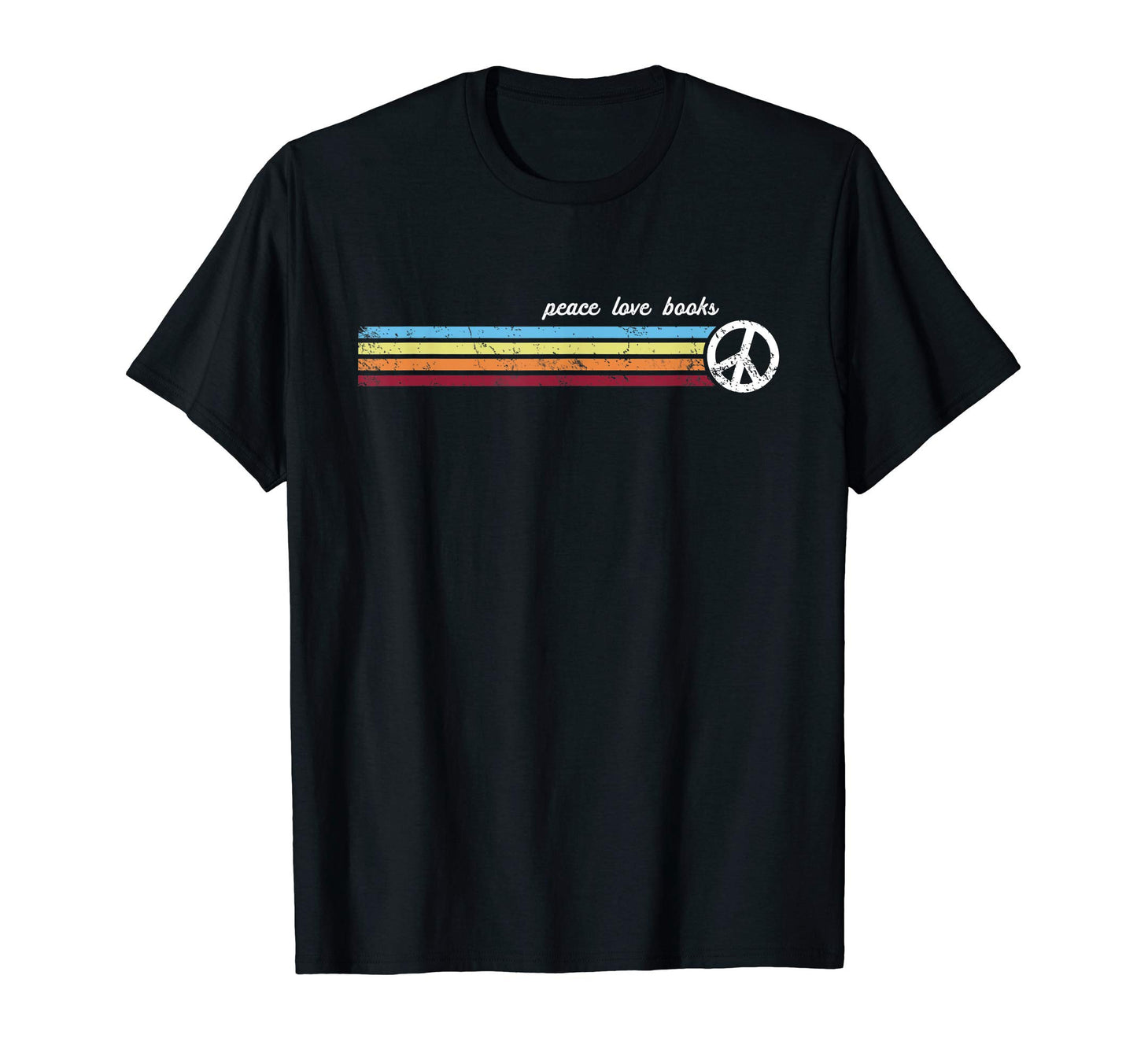 Stripes Peace Love Books T-Shirt - Unique Graphic Unisex - T-Shirt, Sweatshirt, Hoodie