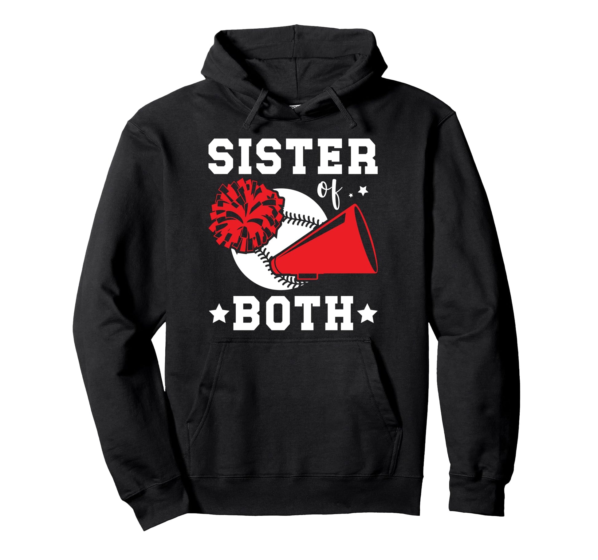 Sister Both Baseball And Cheer Sister Hoodie - Novelty Apparel for Adults - T-Shirt, Sweatshirt, Hoodie