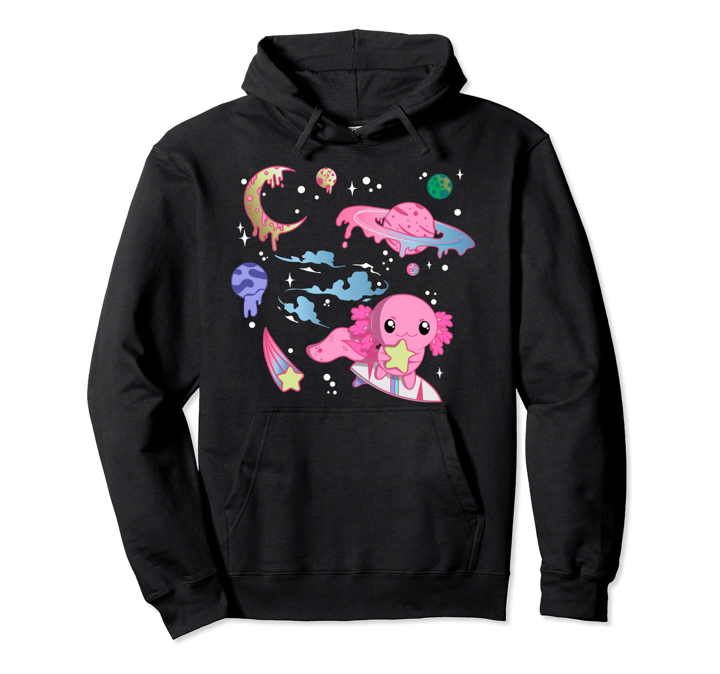 Axolotl Space Pastel Goth Aesthetic Hoodie - Streetwear Style Unisex - T-Shirt, Sweatshirt, Hoodie