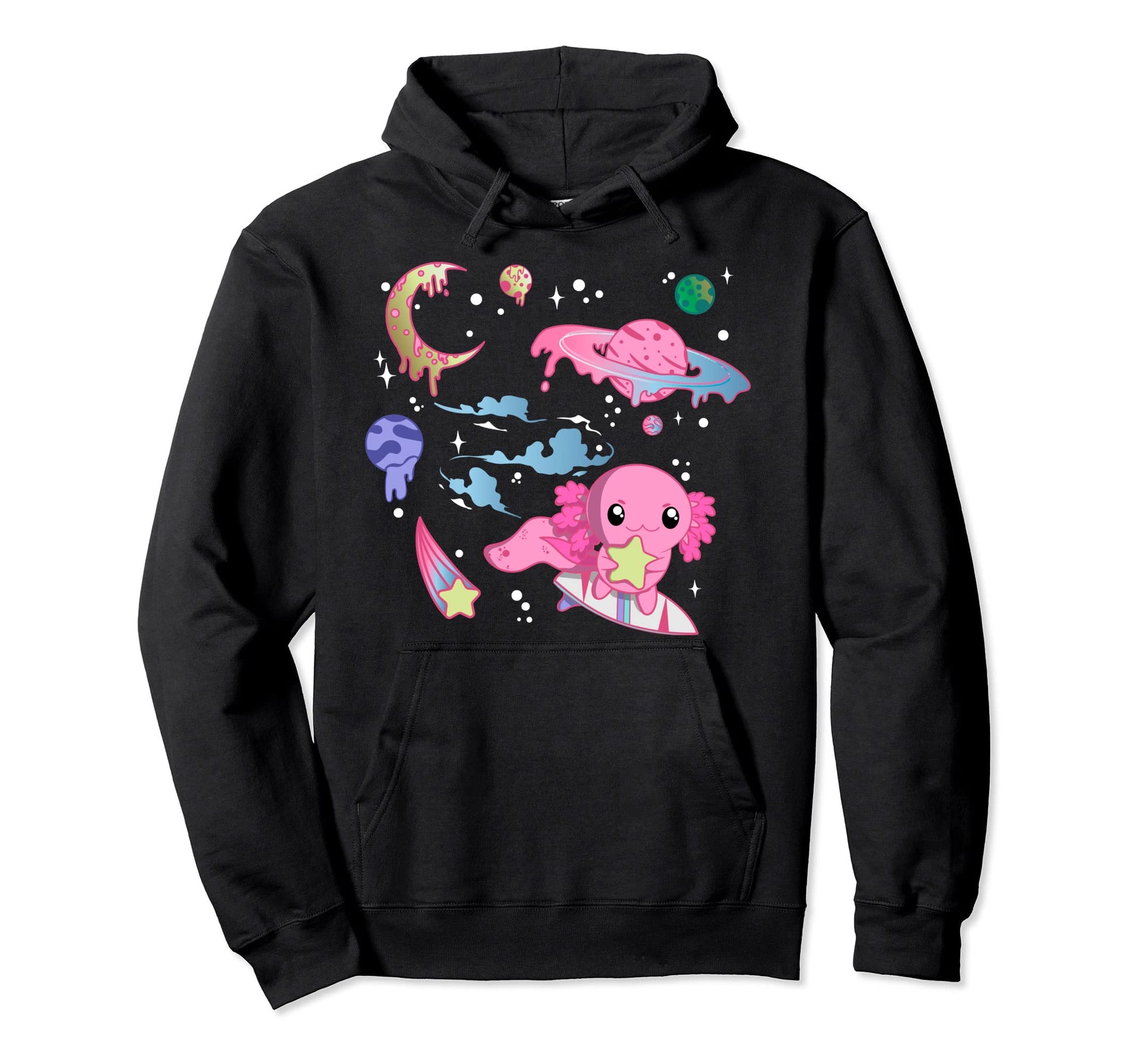 Axolotl Space Pastel Goth Aesthetic Hoodie - Streetwear Style Unisex - T-Shirt, Sweatshirt, Hoodie