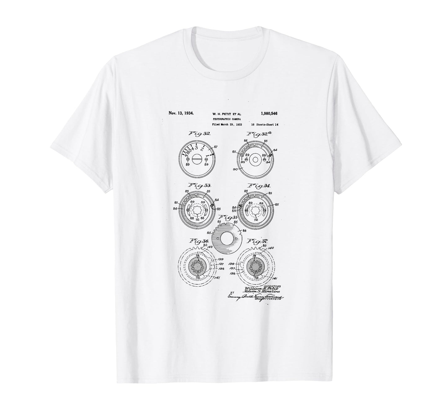Camera Photographic Patent 1934 Drawing T-Shirt - Graphic Print Unisex - T-Shirt, Sweatshirt, Hoodie