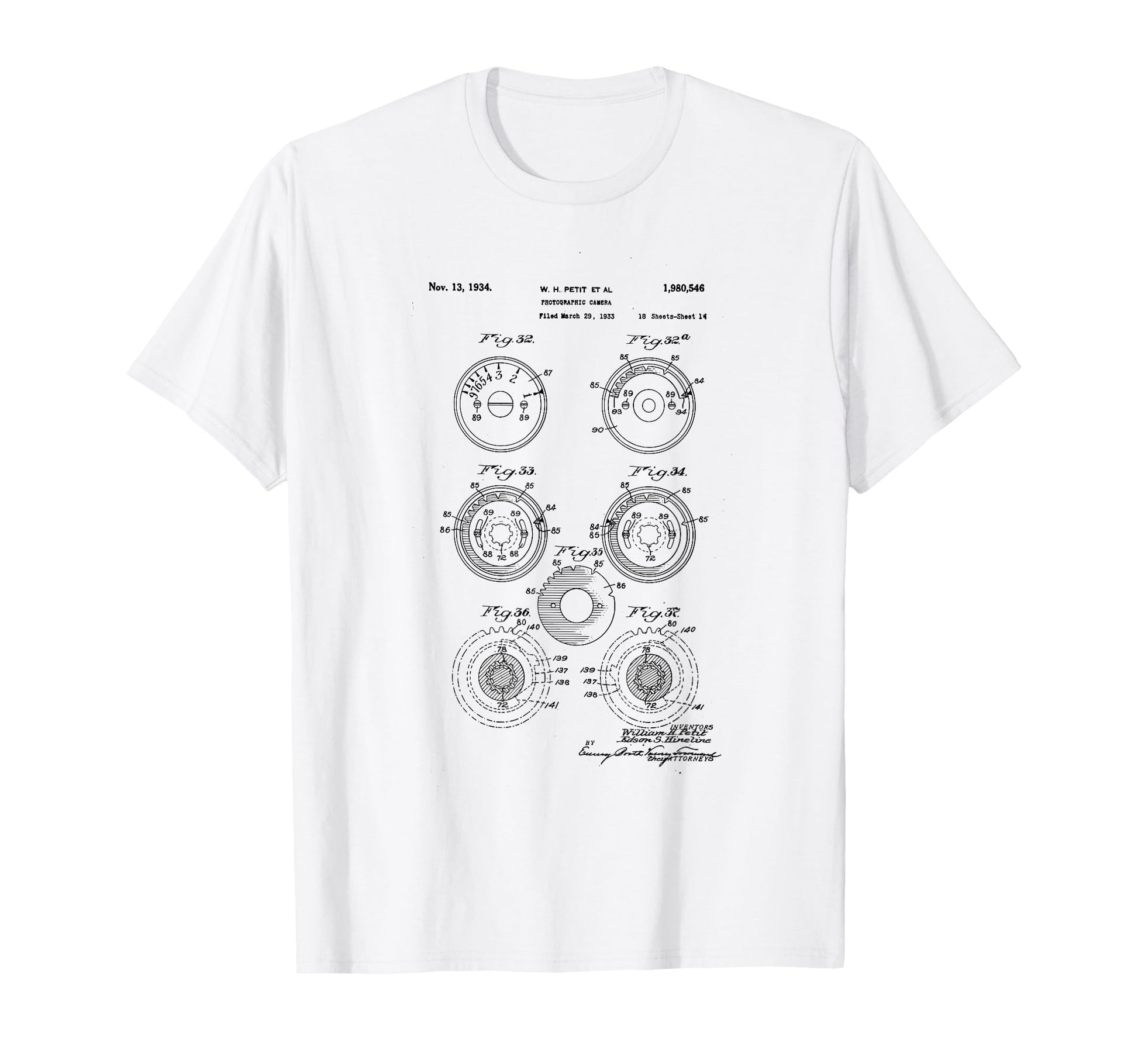 Camera Photographic Patent 1934 Drawing T-Shirt - Graphic Print Unisex - T-Shirt, Sweatshirt, Hoodie