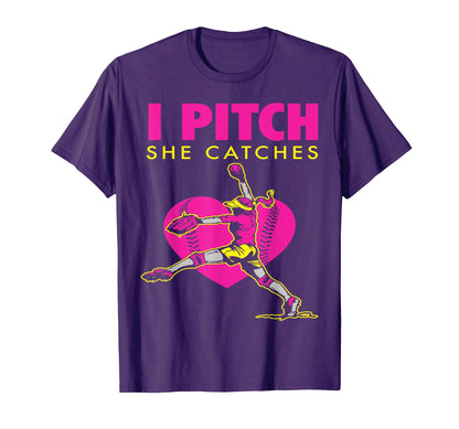 Softball Parent Fan I Pitch She T-Shirt - Fun Novelty Design Men Women - T-Shirt, Sweatshirt, Hoodie