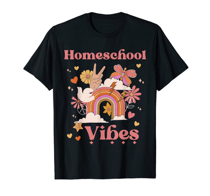 Homeschool Vibes Home School Groovy Boho T-Shirt - Custom Art Print Unisex - T-Shirt, Sweatshirt, Hoodie