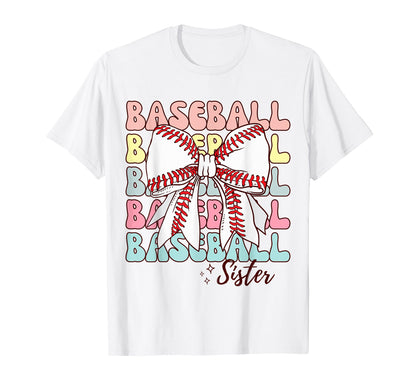 Baseball Sister Coquette Bow Baseball T-Shirt - Graphic Print for Adults - T-Shirt, Sweatshirt, Hoodie