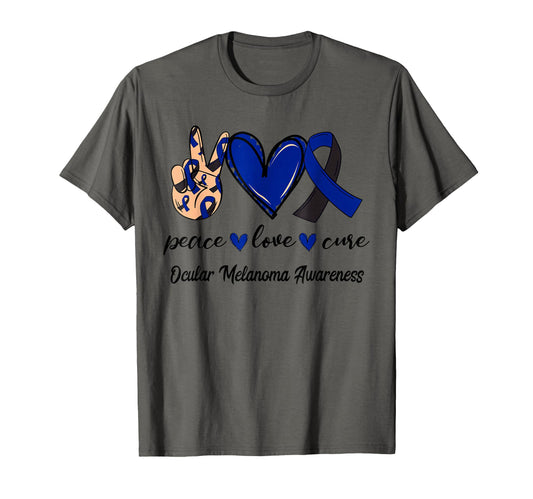Peace Love Cure Ocular Melanoma T-Shirt - Fun Novelty Design Men Women - T-Shirt, Sweatshirt, Hoodie