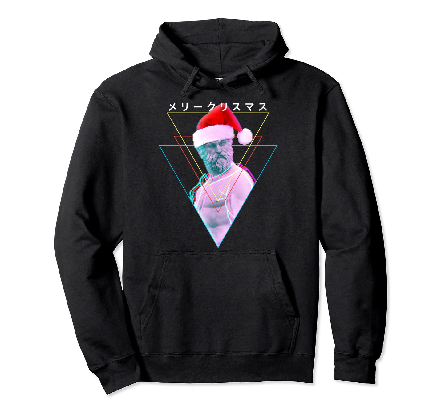 Vaporwave Greek Statue Santa Hat Hoodie - Novelty Apparel Men Women - T-Shirt, Sweatshirt, Hoodie