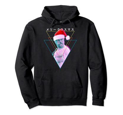 Vaporwave Greek Statue Santa Hat Hoodie - Novelty Apparel Men Women - T-Shirt, Sweatshirt, Hoodie