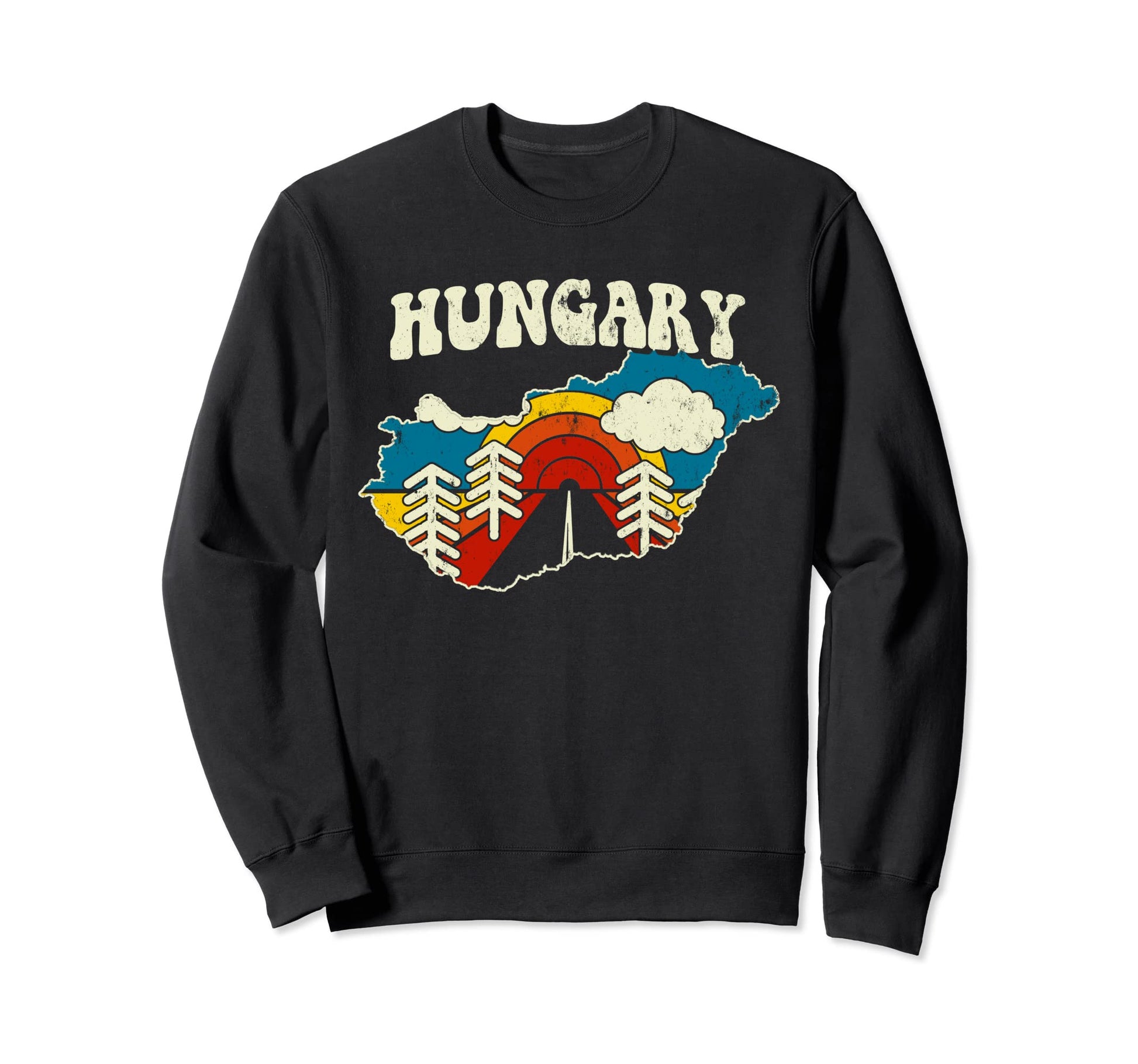 Hungary Hungarian Country Rainbow 70S Sweatshirt - Minimalist Print Unisex - T-Shirt, Sweatshirt, Hoodie