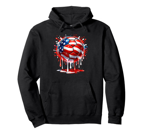 Soccer Drip American Flag 4Th July Hoodie - Minimalist Print for Adults - T-Shirt, Sweatshirt, Hoodie