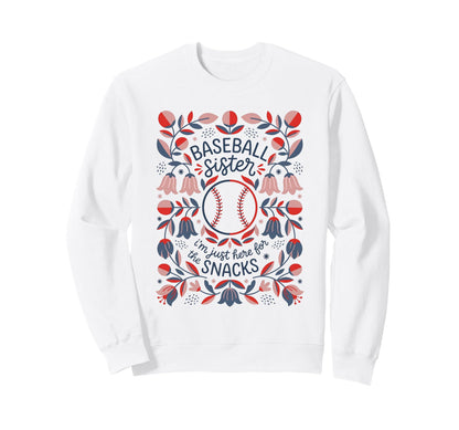 Funny Baseball Sister Snacks Floral Sweatshirt - Trendy Graphic Unisex - T-Shirt, Sweatshirt, Hoodie