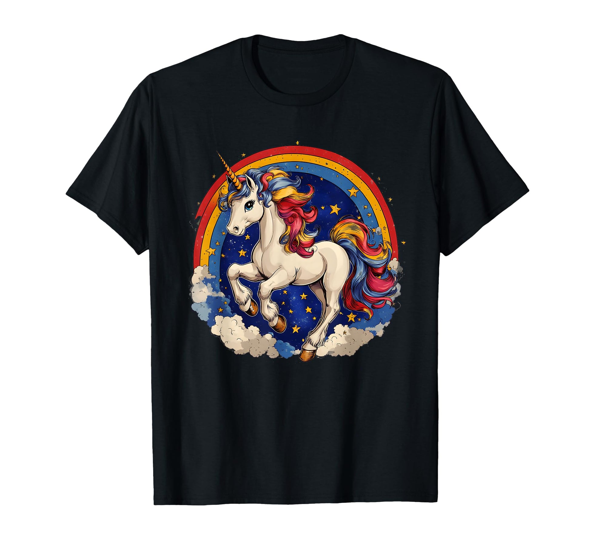 Rainbow Unicorn Sparkles Dancing Clouds T-Shirt - Unique Graphic for Adults - T-Shirt, Sweatshirt, Hoodie