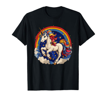 Rainbow Unicorn Sparkles Dancing Clouds T-Shirt - Unique Graphic for Adults - T-Shirt, Sweatshirt, Hoodie