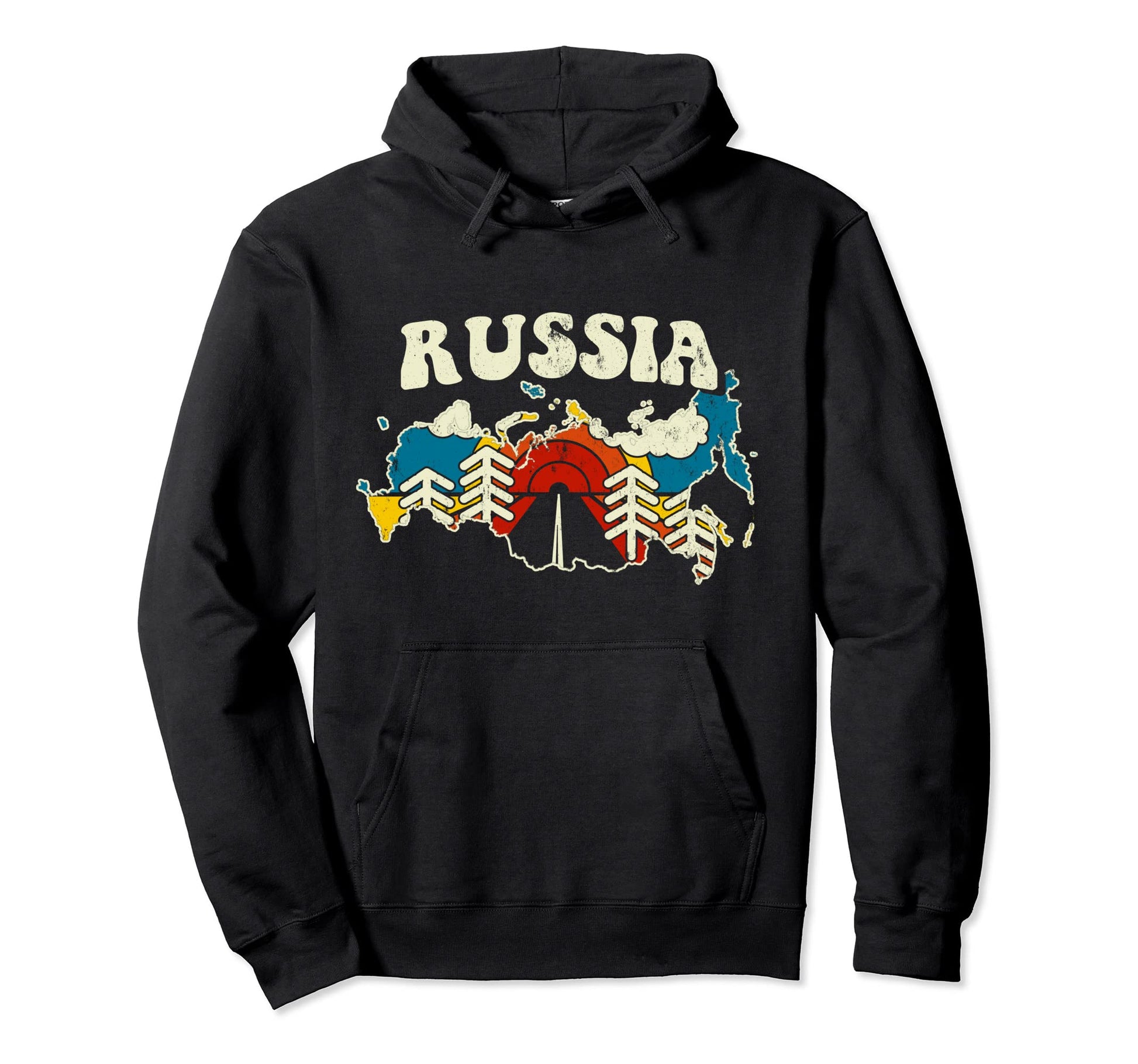 Russia Russian Country Rainbow 70S Map Hoodie - Custom Art Print for Adults - T-Shirt, Sweatshirt, Hoodie