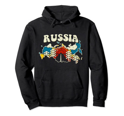 Russia Russian Country Rainbow 70S Map Hoodie - Custom Art Print for Adults - T-Shirt, Sweatshirt, Hoodie