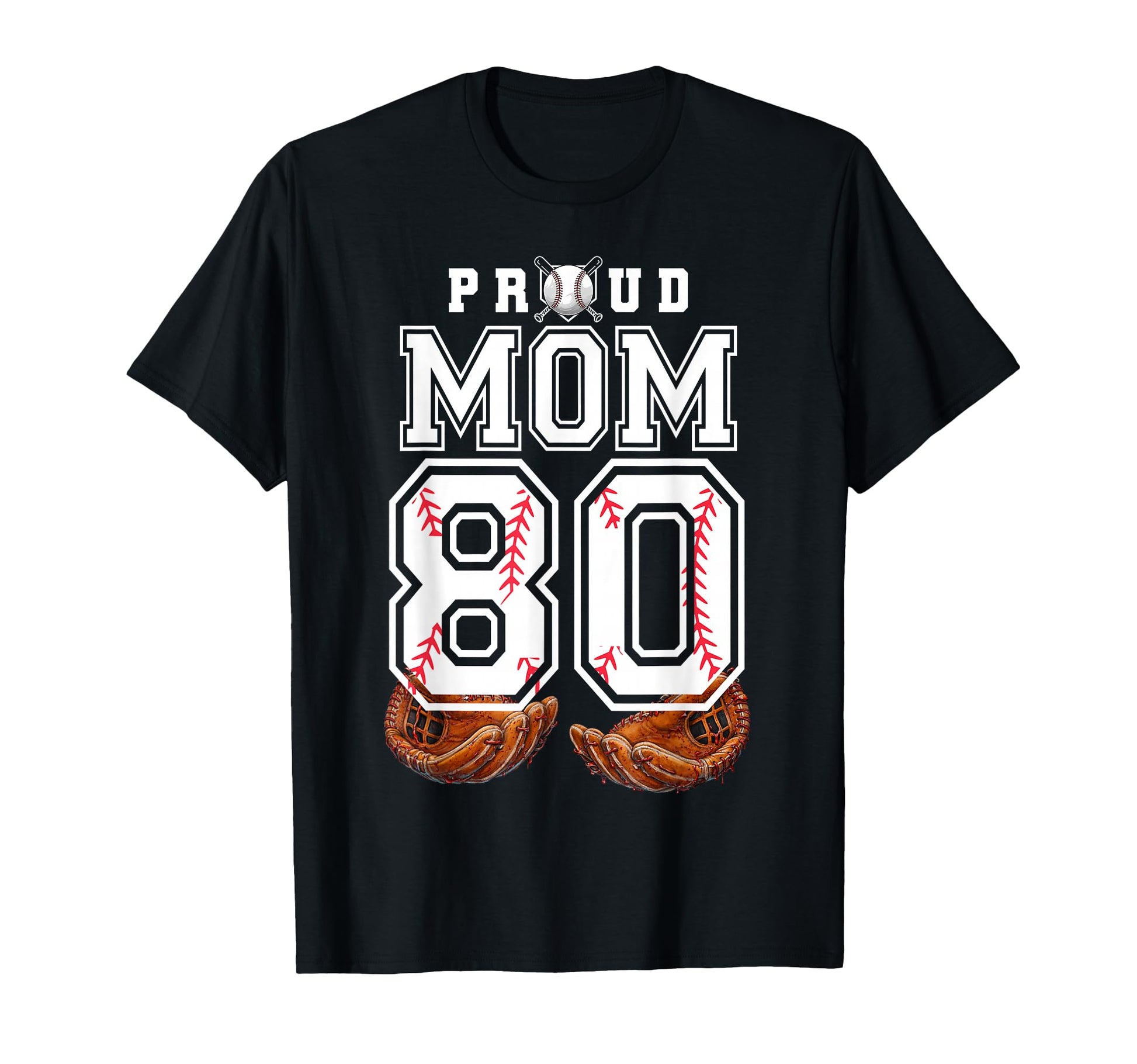 Proud Mom Baseball Player Number 80 Game T-Shirt - Minimalist Print Unisex - T-Shirt, Sweatshirt, Hoodie