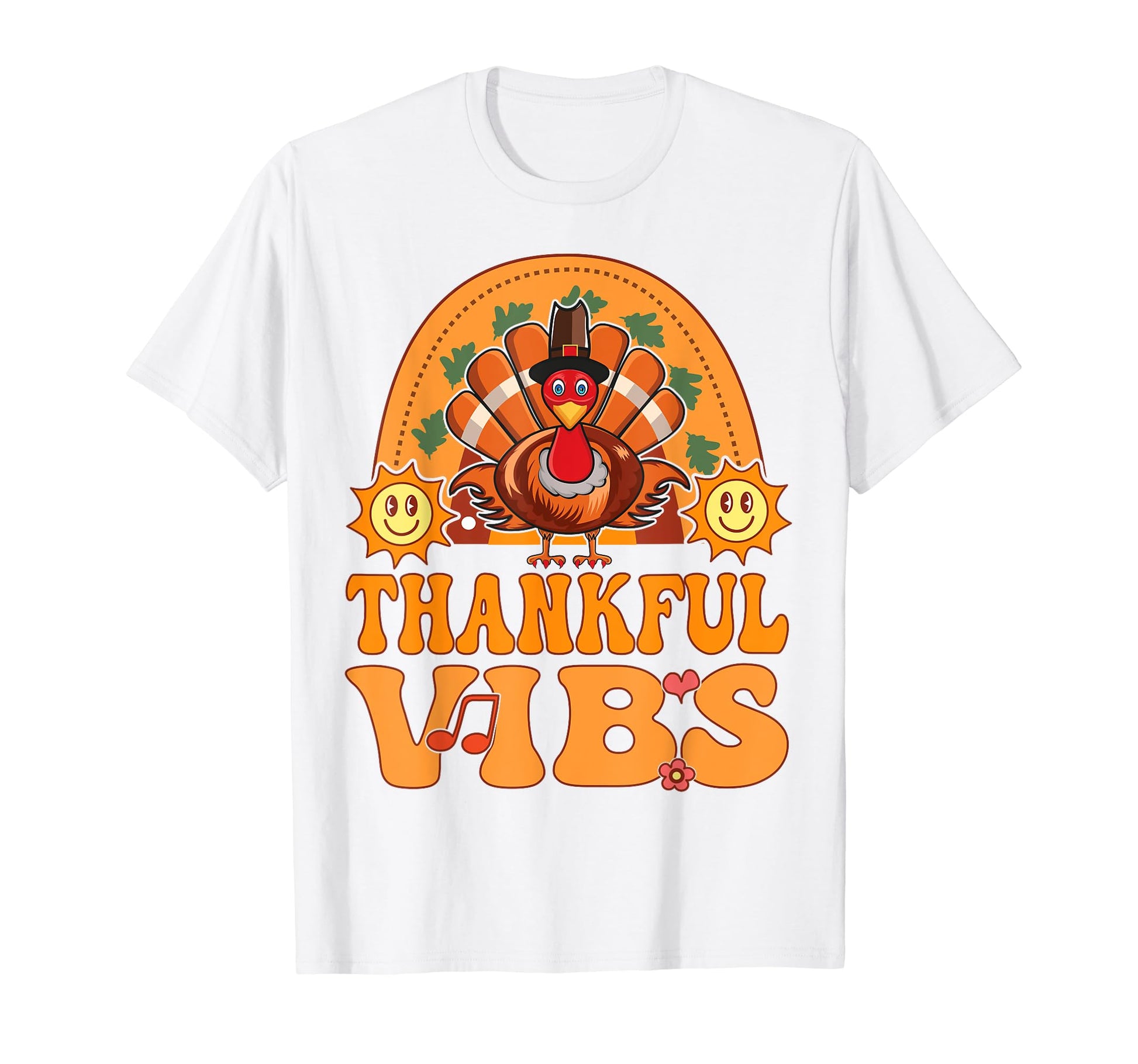 Thankful Vibes Turkey Rainbow Groovy T-Shirt - Streetwear Style Men Women - T-Shirt, Sweatshirt, Hoodie