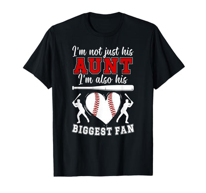 His Biggest Fan Baseball Aunt Baseball T-Shirt - Graphic Print for Adults - T-Shirt, Sweatshirt, Hoodie
