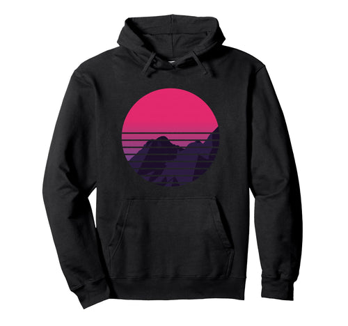Sunset Mountain Vaporwave Retrowave Hoodie - Aesthetic Graphic Unisex - T-Shirt, Sweatshirt, Hoodie