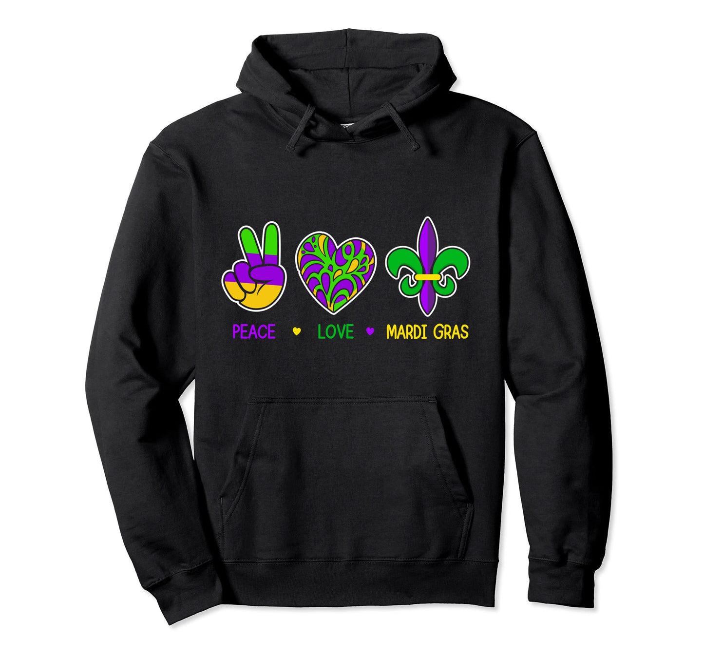 Peace Love Mardi Gras Gift Party Fun Nice T-Shirt - Novelty Apparel Unisex - T-Shirt, Sweatshirt, Hoodie