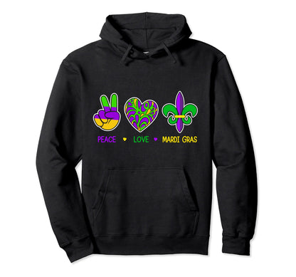Peace Love Mardi Gras Gift Party Fun Nice T-Shirt - Novelty Apparel Unisex - T-Shirt, Sweatshirt, Hoodie