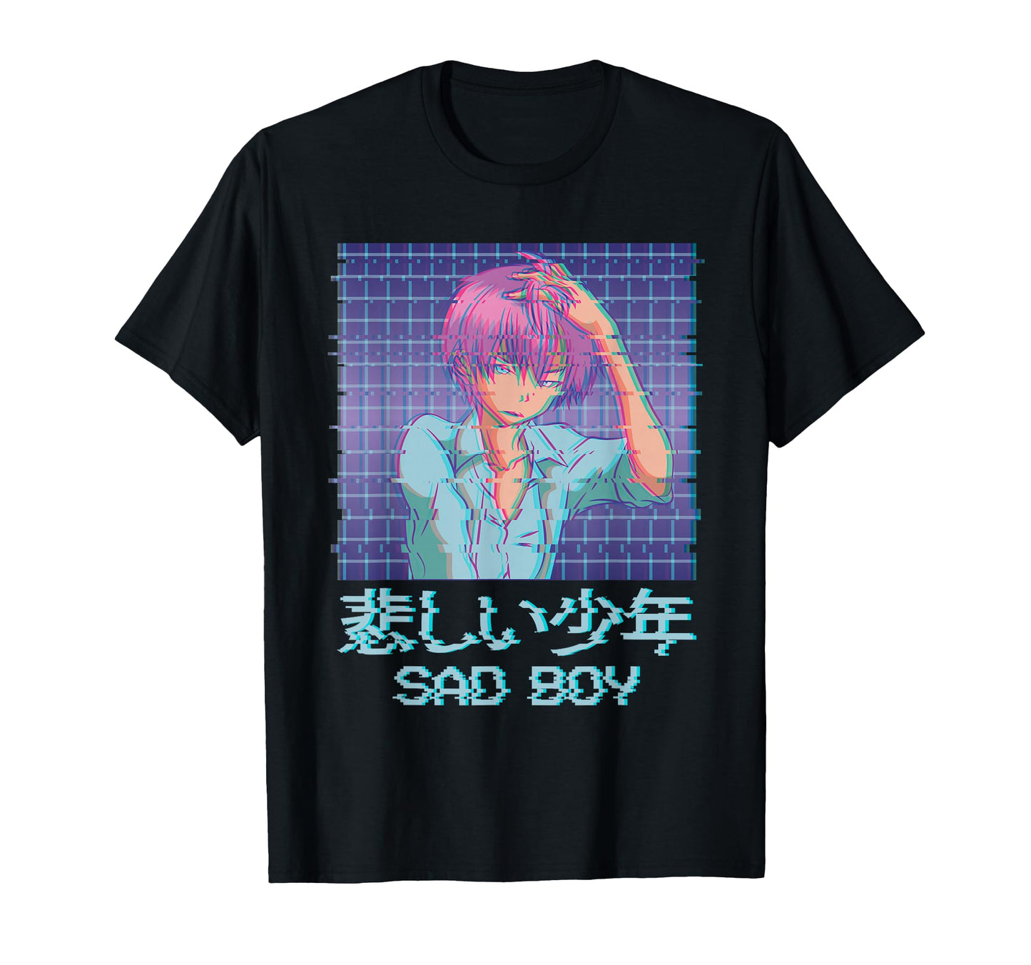 Sad Anime Japanese Vaporwave T-Shirt - Fun Novelty Design Men Women - T-Shirt, Sweatshirt, Hoodie