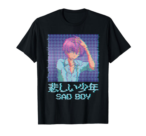 Sad Anime Japanese Vaporwave T-Shirt - Fun Novelty Design Men Women - T-Shirt, Sweatshirt, Hoodie