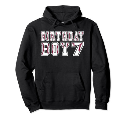 7Th Birthday 7 Years Old Baseball Theme Hoodie - Novelty Apparel Unisex - T-Shirt, Sweatshirt, Hoodie