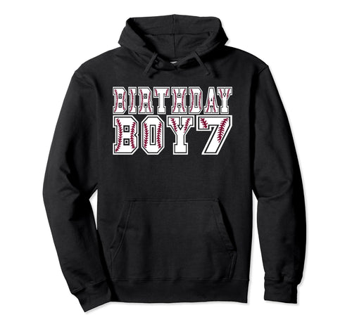 7Th Birthday 7 Years Old Baseball Theme Hoodie - Novelty Apparel Unisex - T-Shirt, Sweatshirt, Hoodie