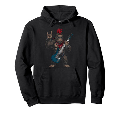 Funny Bigfoot Playing Guitar Usa Hoodie - Fun Novelty Design Men Women - T-Shirt, Sweatshirt, Hoodie