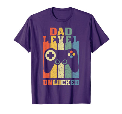 Funny New Dad Dad Level Unlocked Day Gaming T-Shirt - Graphic Print Unisex - T-Shirt, Sweatshirt, Hoodie