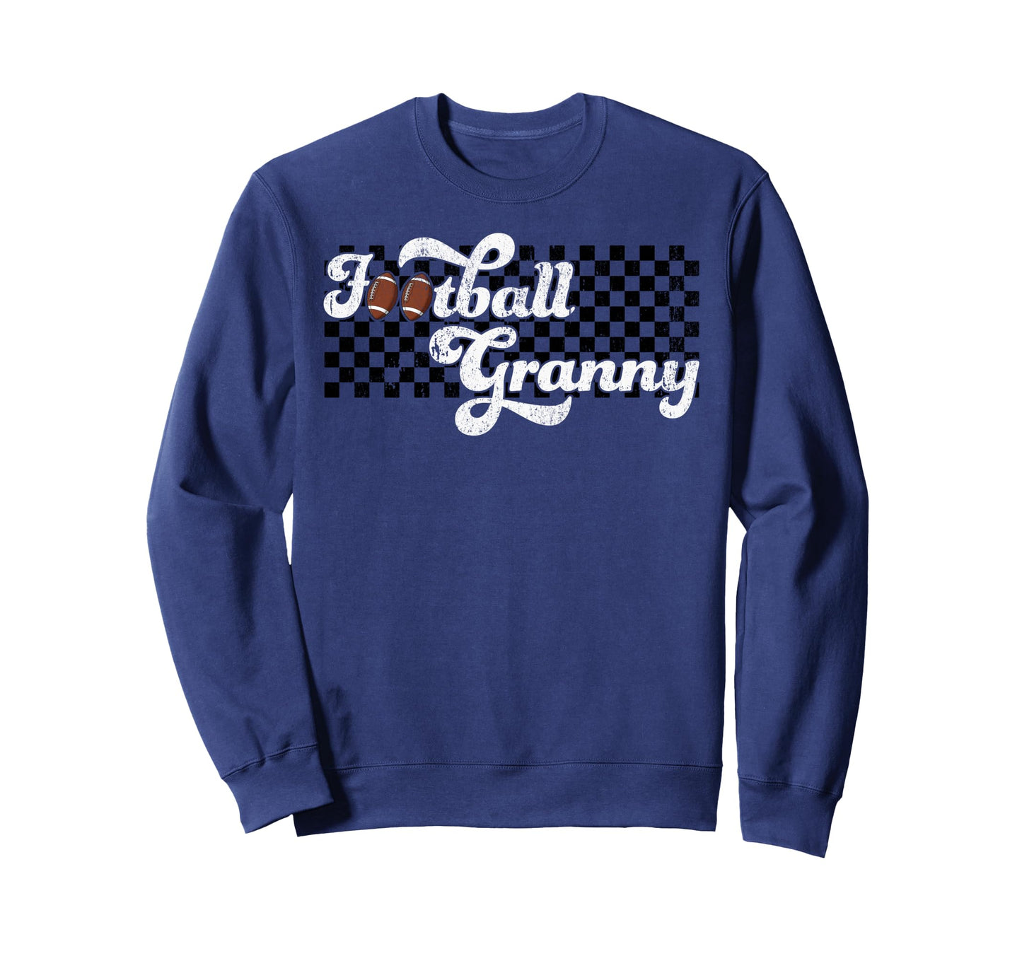 Football Granny Grandma Checkered Sweatshirt - Minimalist Print for Adults - T-Shirt, Sweatshirt, Hoodie