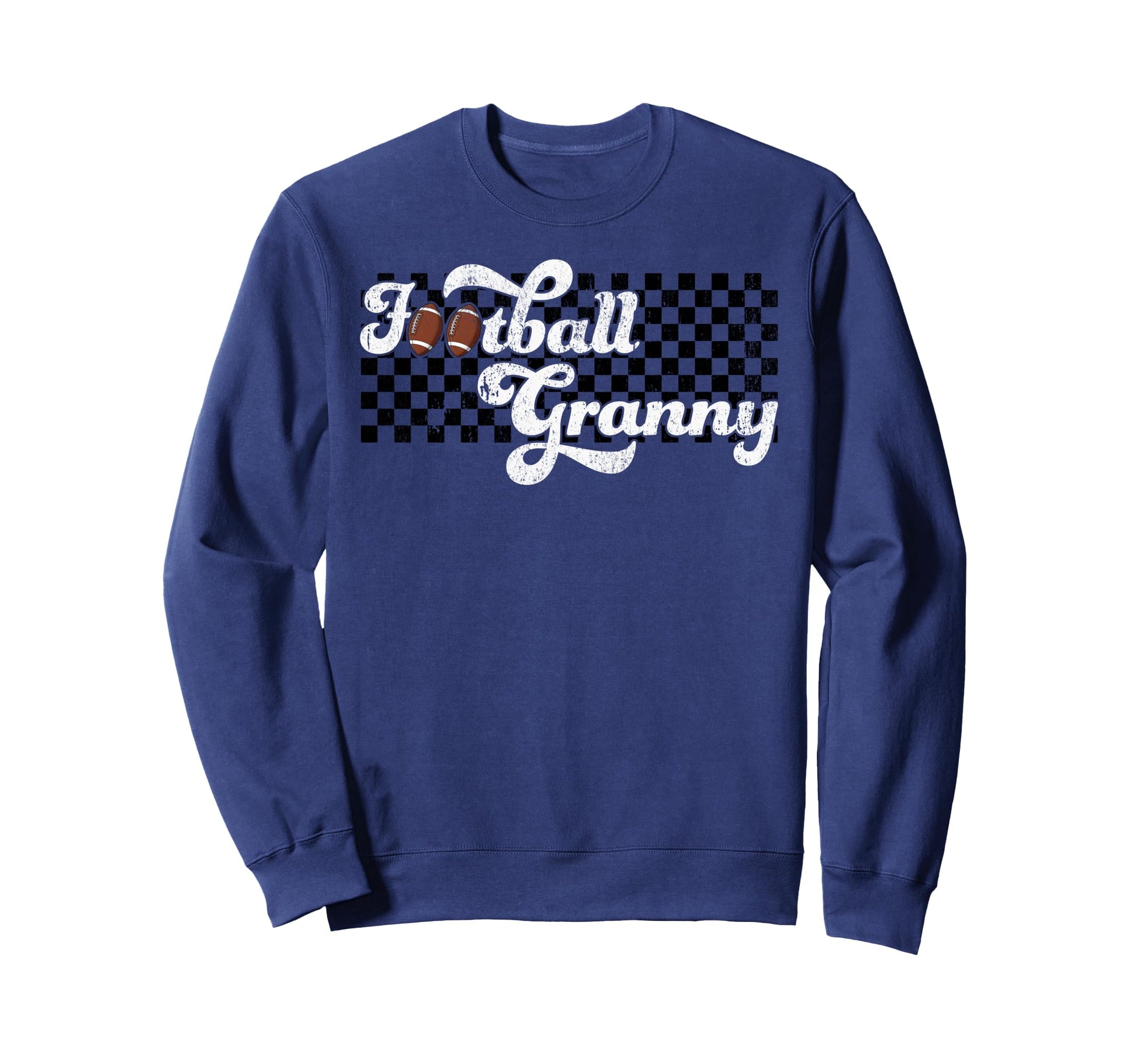 Football Granny Grandma Checkered Sweatshirt - Minimalist Print for Adults - T-Shirt, Sweatshirt, Hoodie