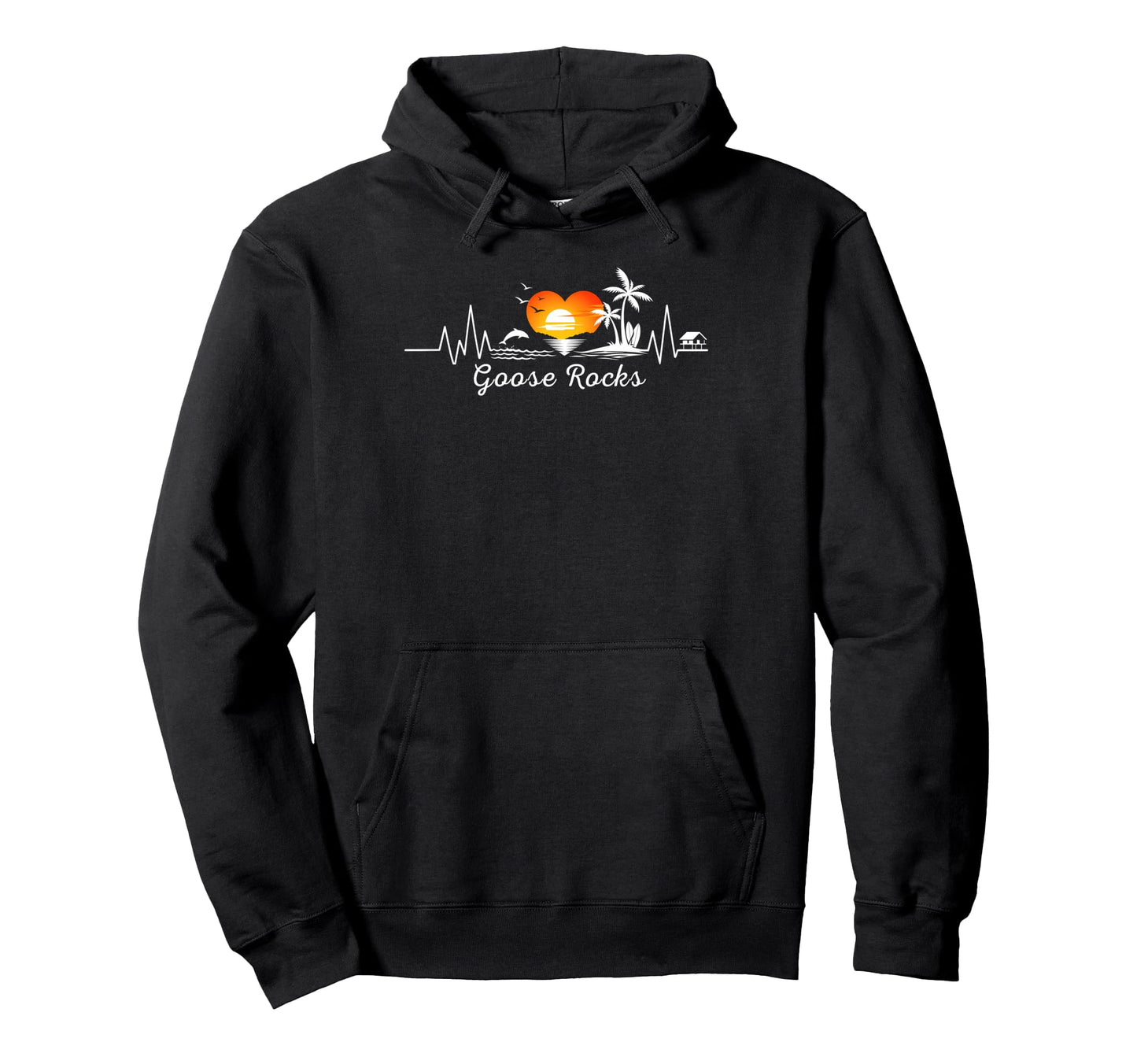Tropical Palm Trees Heartbeat Goose Hoodie - Trendy Graphic for Adults - T-Shirt, Sweatshirt, Hoodie