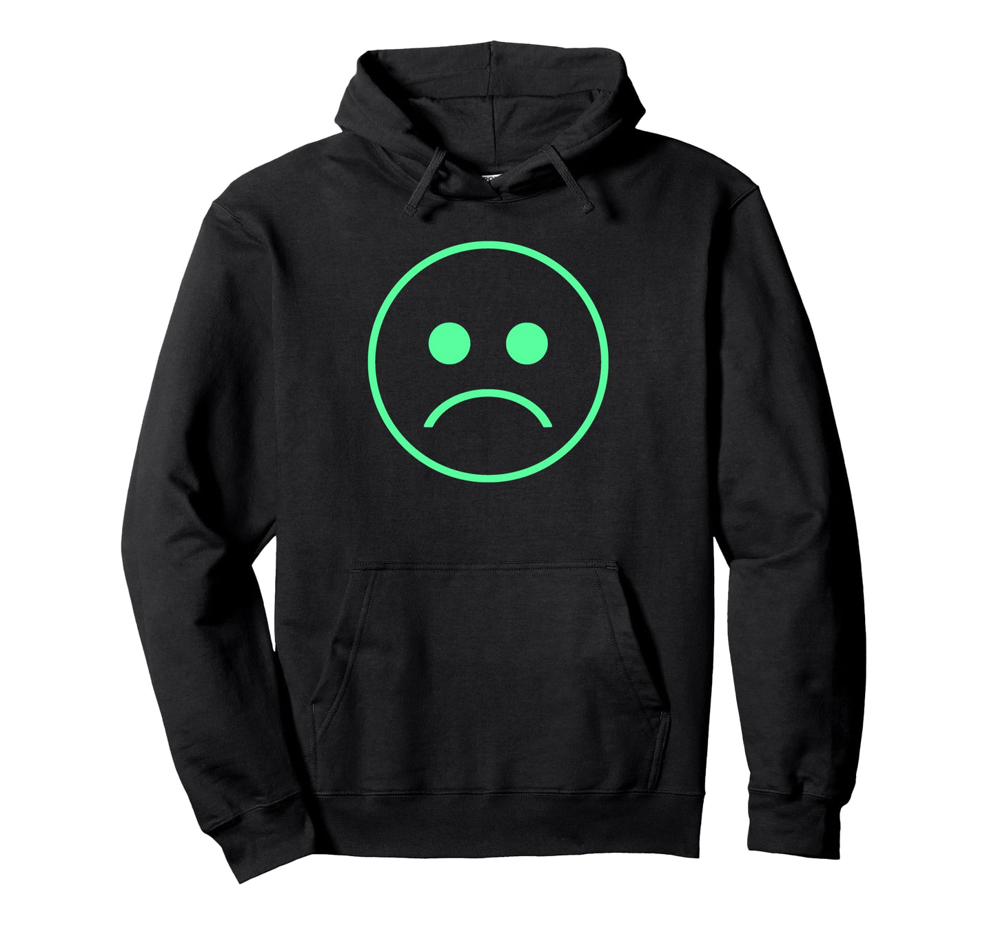 Frown Sadboi Sad Face Neon Green Hoodie - Fun Novelty Design for Adults - T-Shirt, Sweatshirt, Hoodie