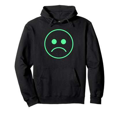 Frown Sadboi Sad Face Neon Green Hoodie - Fun Novelty Design for Adults - T-Shirt, Sweatshirt, Hoodie